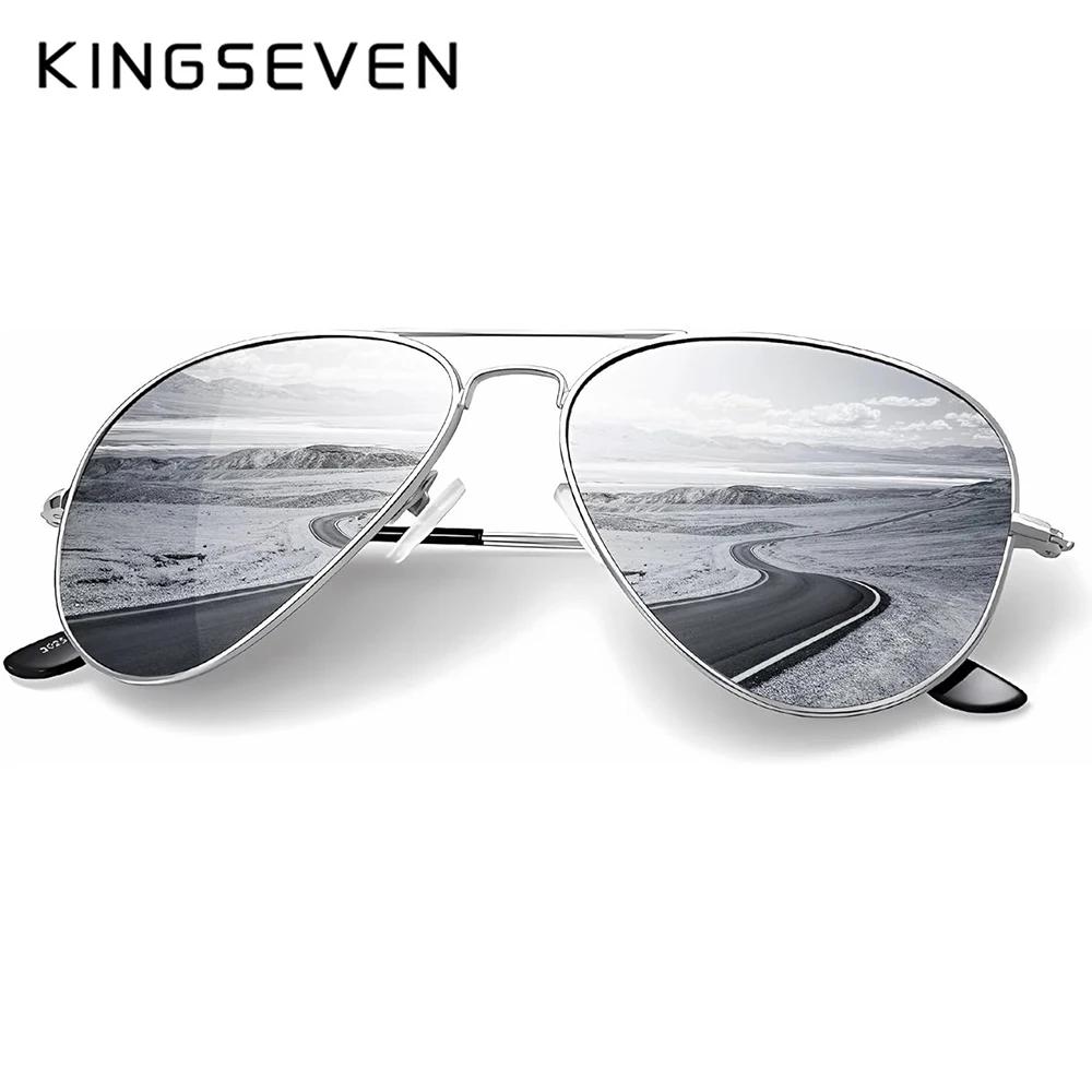 KINGSEVEN New Fashion Men‘s Sunglasses Polarized UV400 Mirror Gradient Lens Pilot Frame Glasses Women Retro Luxury Eyewear