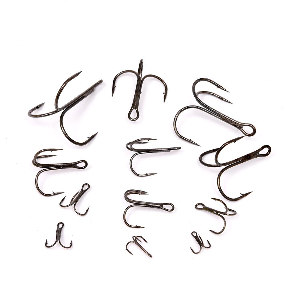 100/50pcs/Box Super Sharp Three Anchor Hook Sea Fishing Treble Barb Carbon Steel Triple Hooks for Jig Carp Fishing Lure Tackle