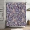 Floral Shower Curtain Vintage Blue Botanical Pattern Bathroom Decor Waterproof Fabric Liner Set