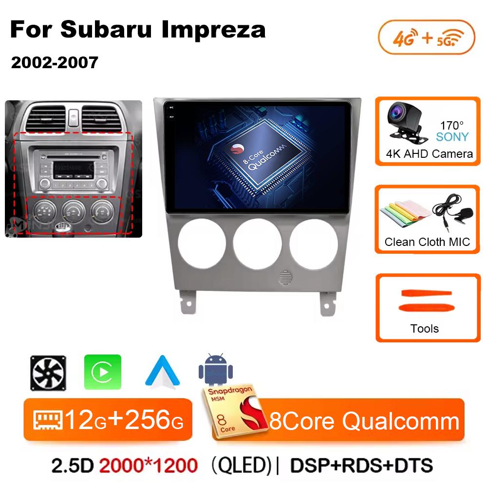 Android 14 For Subaru Impreza GD GG 2002 - 2007 Qualcomm Car Radio Multimedia Player Stereo Navigation GPS Wireless Carplay Auto