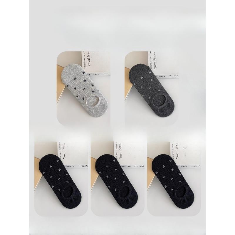 5 Pairs of  Women's Summer Thin Bow Mesh with A Shallow Mouth and Invisible Breathable Boat Socks
