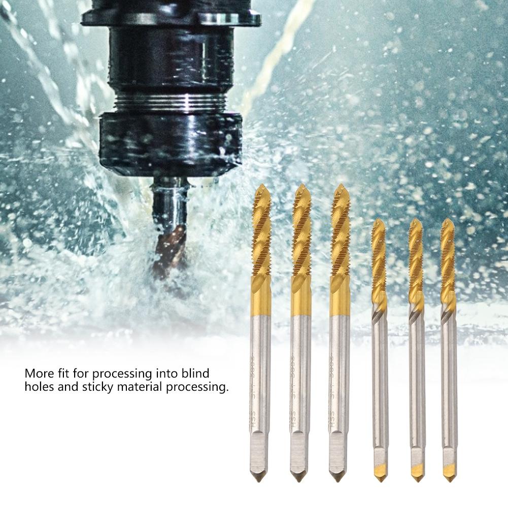 3Sets Spiral Fluted Tap Hand Tool Hardware Accessory High Speed Steel M3 M4 Gold Silver