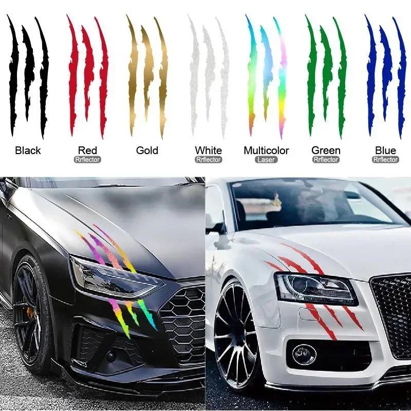 Monster Claw Car Sticker Scratch Stripe Mark Removable Waterproof Reflective Headlight Decal Auto Styling Decoration Accessory