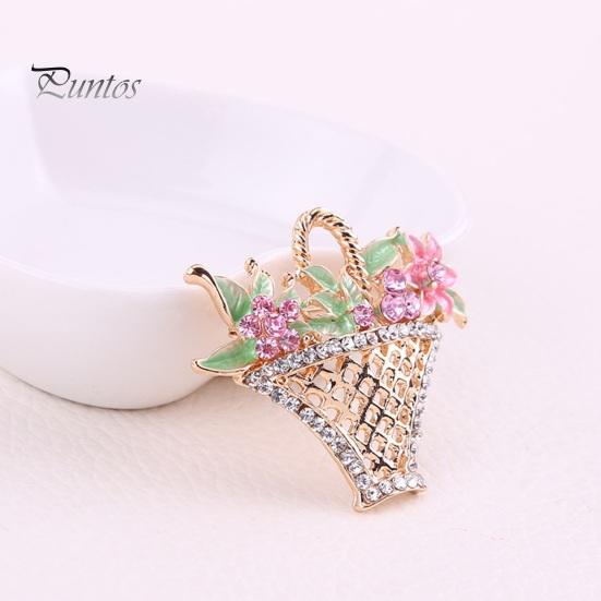 

Элегантная брошь в форме полой цветочной корзины, блестящие стразы, инкрустированная булавка, гальванический костюм, значок с лацканами, аксессуары для пальто