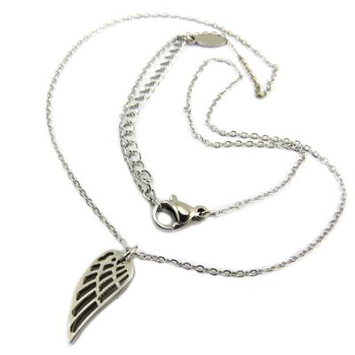 [P8059] - Steel Necklace 'Les Ailes d'Ange' Silver - 15x6 Mm