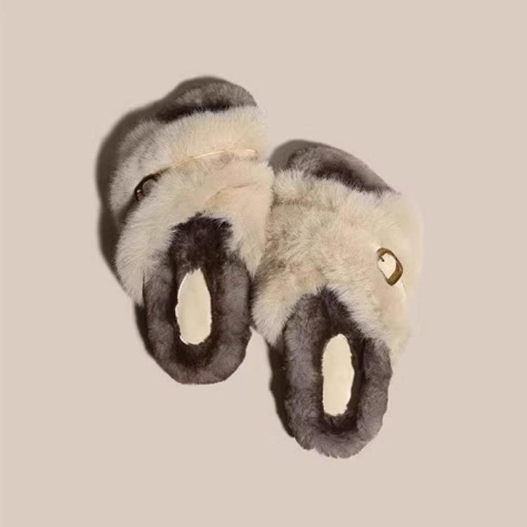 Internet Celebrity Mao Mao Slippers Women Wear 2025 New Autumn and Winter Thick Bottom Cross Home Drag Fairy Wind Maternity Cotton Slippers