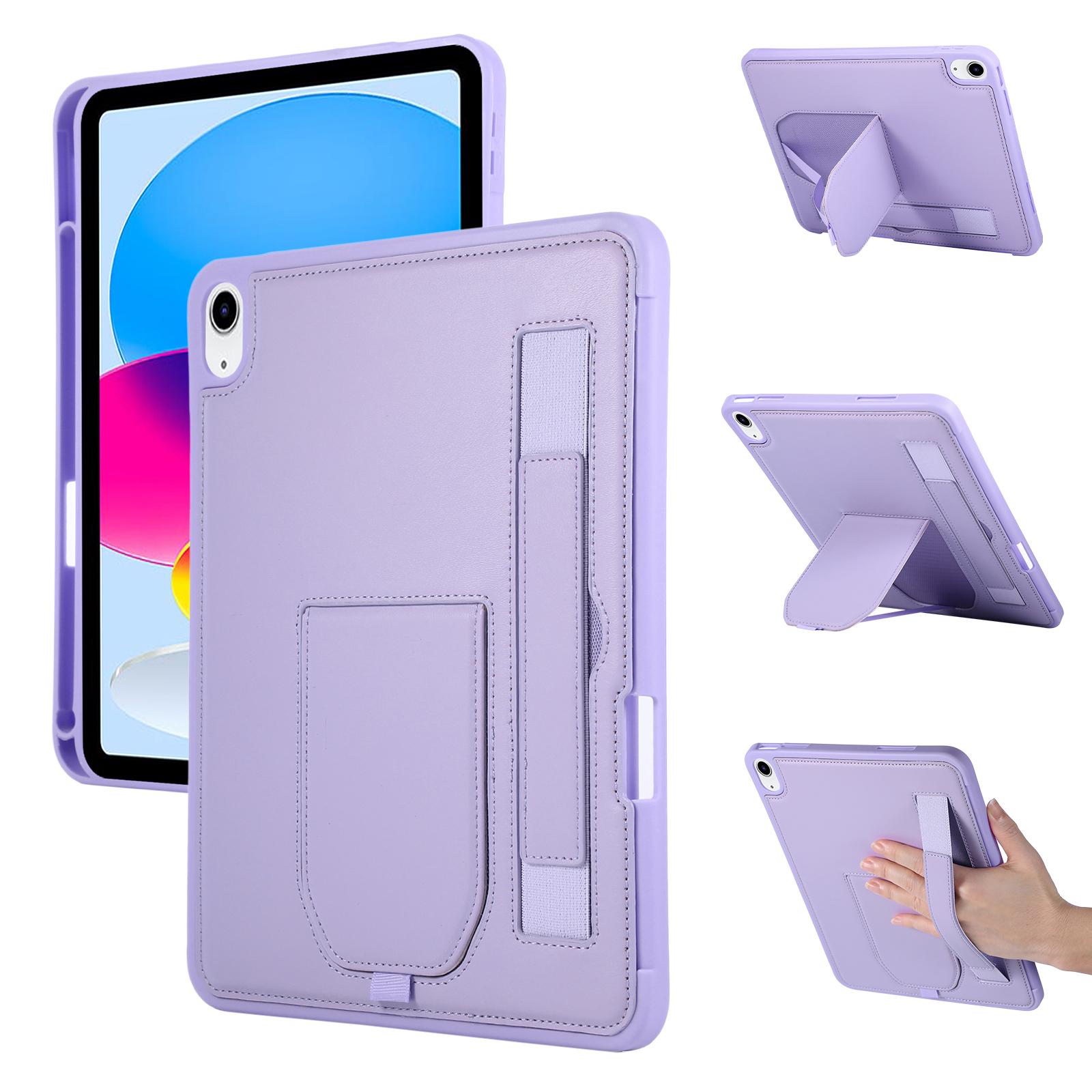 Luxe Leren Hoes Voor iPad A16 11e 10e Pro 11 12.9 Air 4 5 6 13 MINI 6 7 10.2 7e 8e 9e 9.7 5e 6e Polsband Stand Cover mini 6 7 8.3 inch paars
