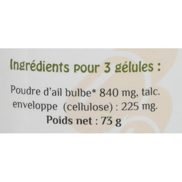 Herbes et plantes ail bio 200 gélules végétales 280 mg - hbailbiogelv200