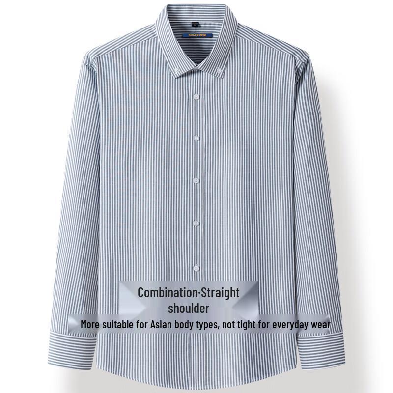 ROMON Men's Long Sleeve Business Casual Cotton Shirt
