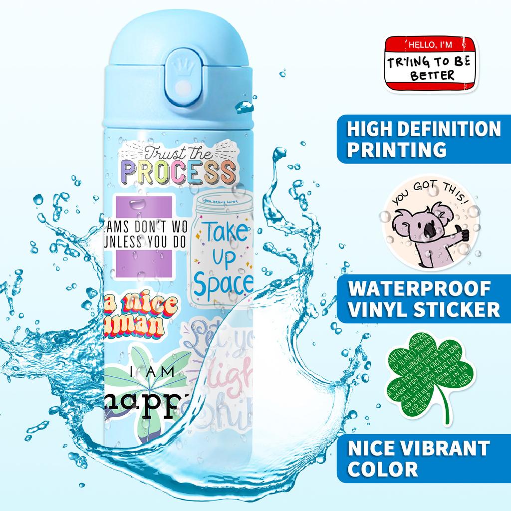 50 Inspirational Text-On-Video School Season Color English Letters Personalized Student Stationery Box Wall Stickers