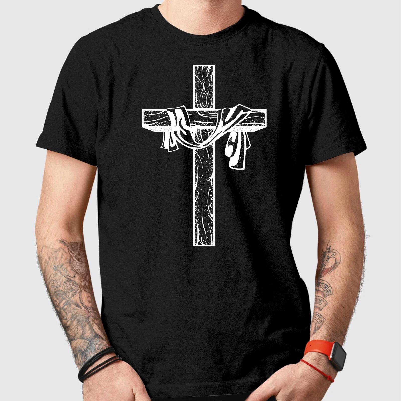 JESUS CROSS Printed T Shirt - Christian Tee Religion Christian Cross T Shirt 2XL