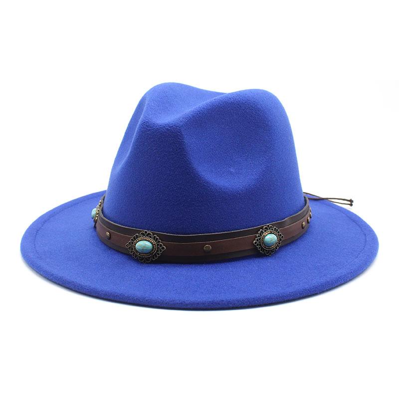 Women'S Simple Wool Top Hat White Trend Versatile Belt Men'S Jazz Hat