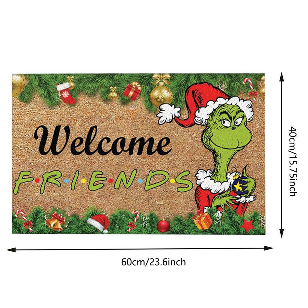 Grinch Christmas Festival Decoration Front Door Carpet Indoor Outdoor Mat Xmas