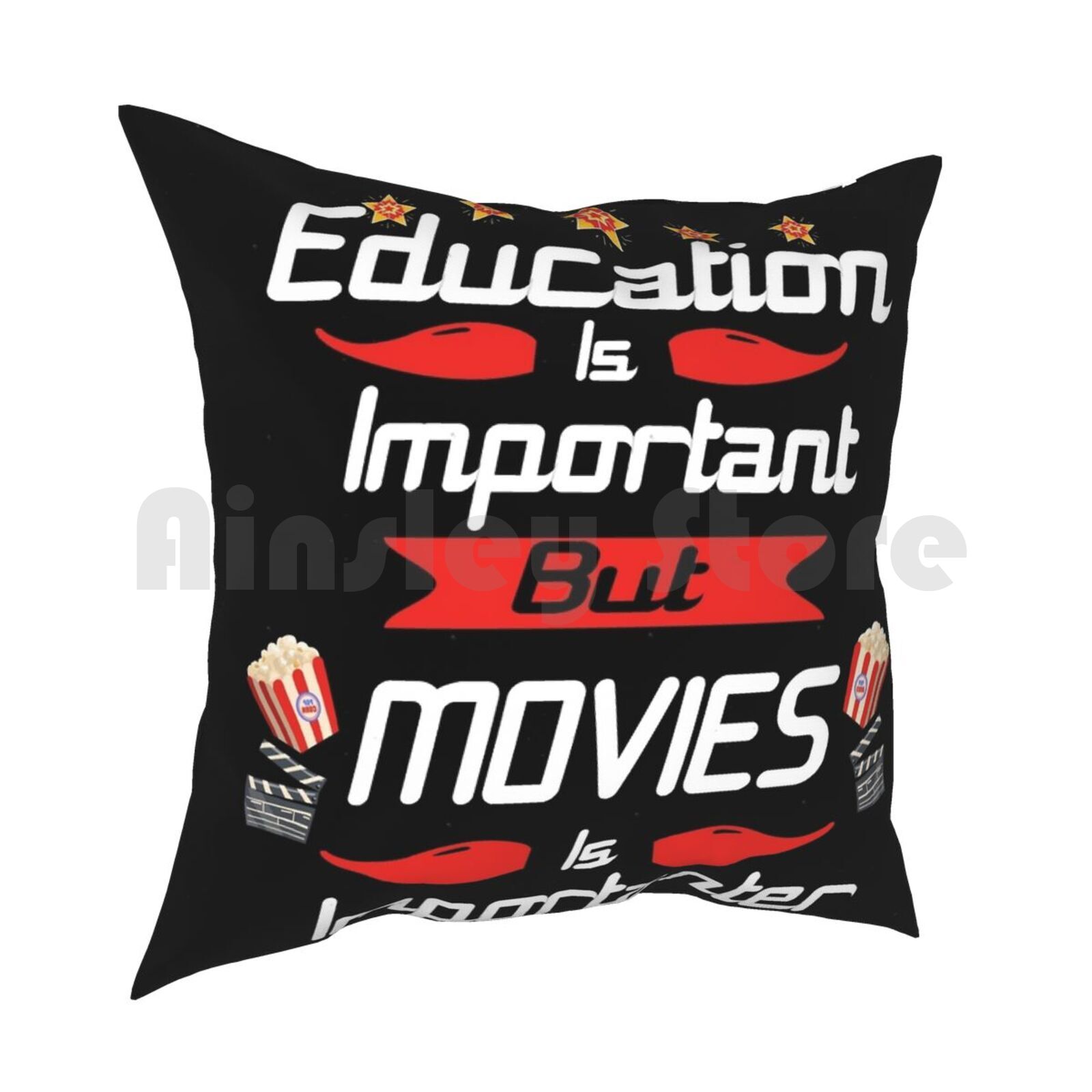 Is Important But Movies Is Importanter Pillow Case Printed Home Soft Throw Pillow Important Importance Funny Is 30x30cm 12x12in