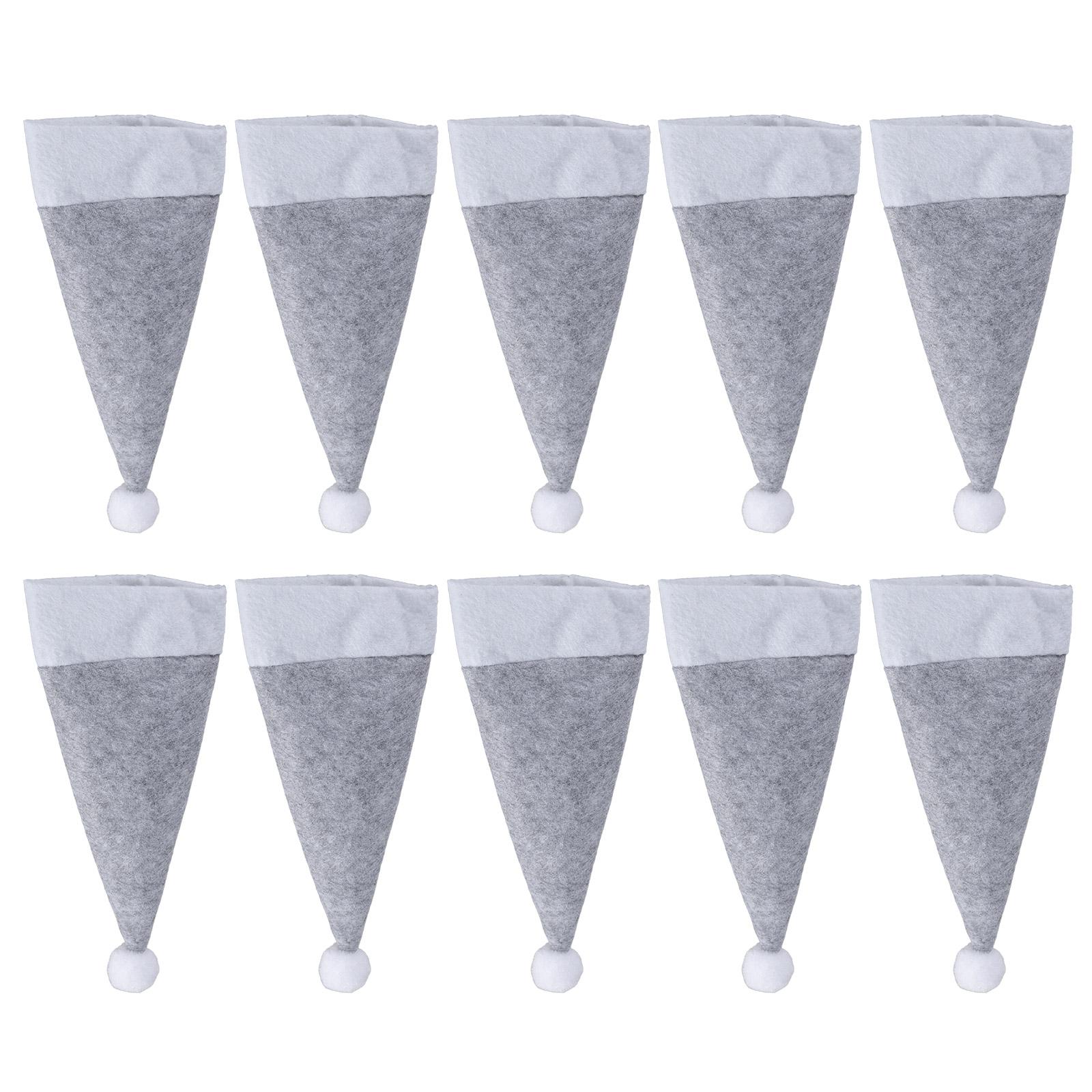 

Упаковка из 10 серых рождественских мини-шапок, украшения, держатели для столовых приборов, чехол для вилки, сумка для хранения столовых приборов, украшения