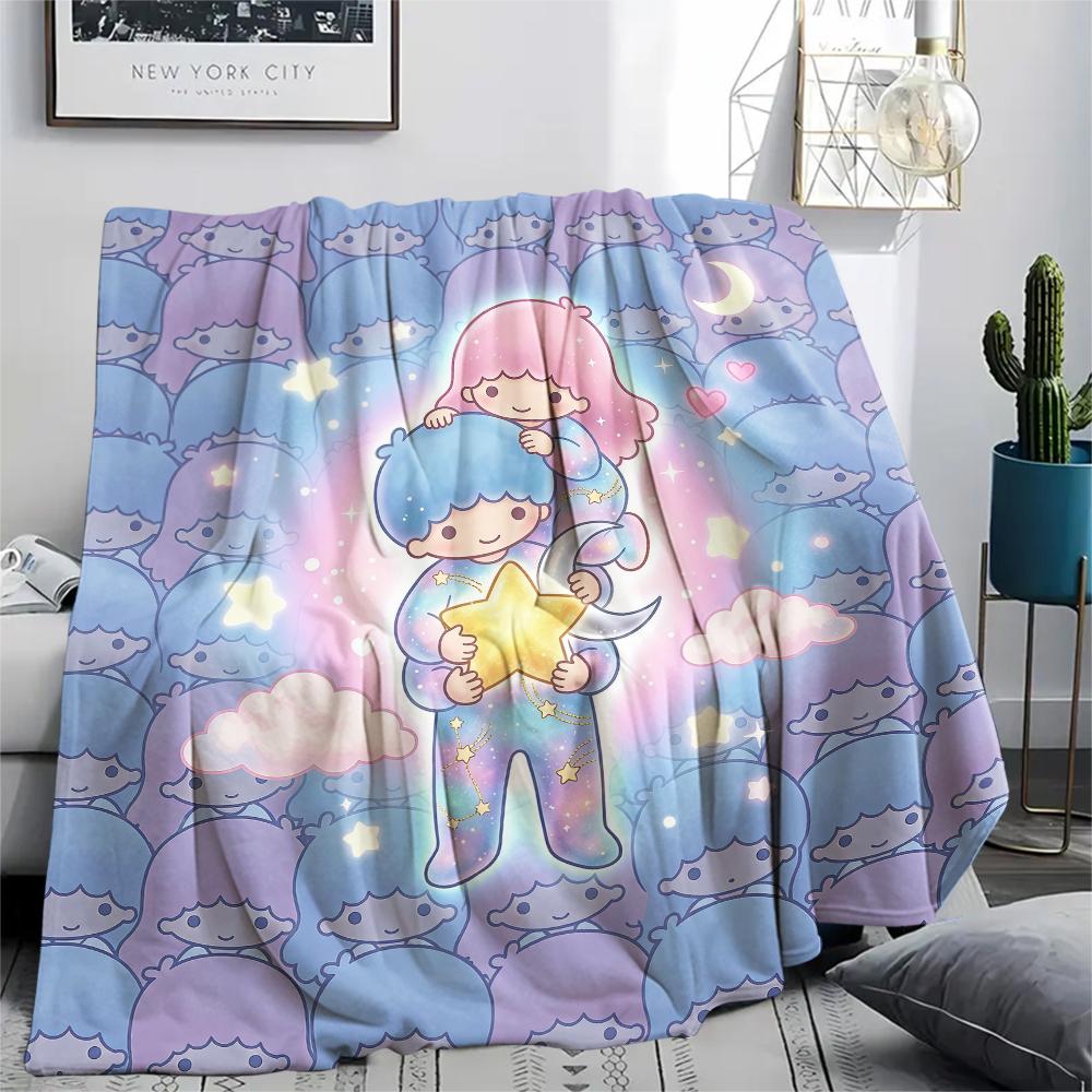 1PC Little Twin Stars Print Flannel Blanket, High quality All Seasons, Home Decor, Warmth and Comfort, Perfect for Christmas Gifts