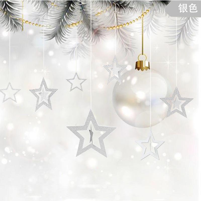 Rose Gold Hollow Star Paper Garlands Banner Hanging for Wedding Christmas Decorations Kids Birthday Party Supplies Baby Shower