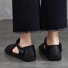 Johnature Peep Toe Flat Sandals Retro Genuine Leather Comfortable Soft Sole Versatile Women's Shoes