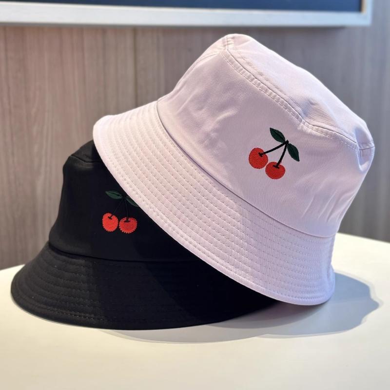 New Summer Fisherman Hats Women Cherry Embroidery Hat, Spring and Autumn Korean Style Casual Foldable