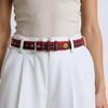 Trendy Flower Rivets Waist Belt with Candy Color Eyelet Adjustable Waist Band For Casual Outfit Party Waist Decoration