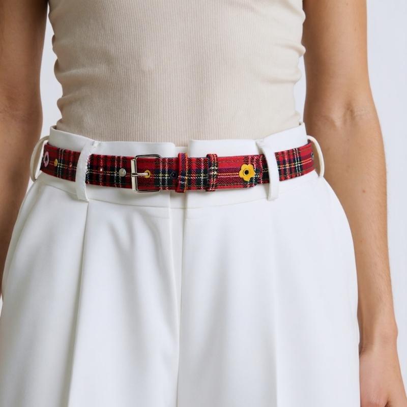 Trendy Flower Rivets Waist Belt with Candy Color Eyelet Adjustable Waist Band For Casual Outfit Party Waist Decoration