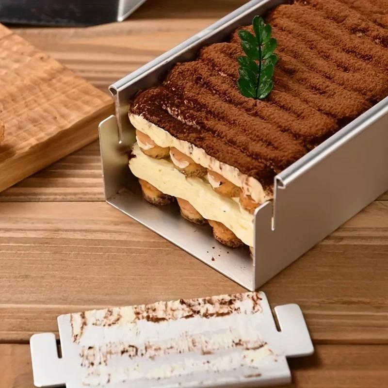 Molde para Tarta Tiramisú Desmontable Rectangular Antiadherente Acero Inoxidable DIY Molde para Mousse de Tarta Tiramisús Horneado Herramientas Profesionales