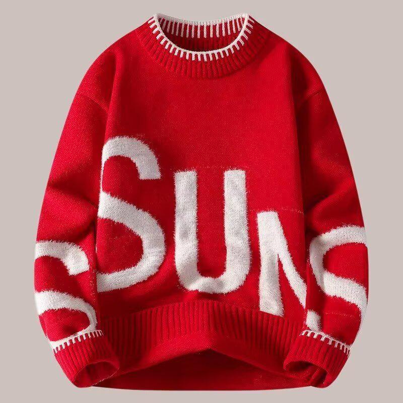 Men s Trendy Loose Knit Sweater - Autumn/Winter Style for Youth L