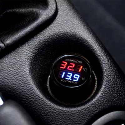 2 w 1 Samochodowy Auto 12V Termometr Woltomierz Uniwersalny Podwójny Wyświetlacz LED Cyfrowy Termometr Woltomierz Akcesoria Samochodowe