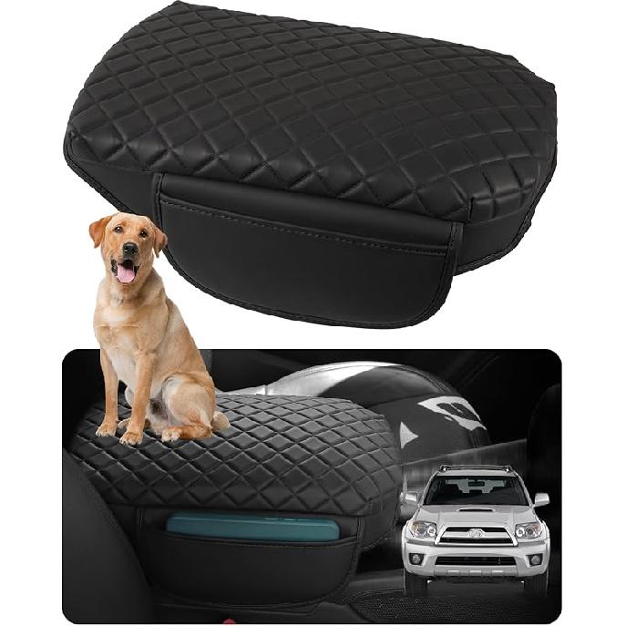 Console Cover for Toyota 4Runner 2010-2023 2024 Armrest Cover Leather Center Console Cover with Pockets Arm Rest Pad Middle Console Lid Cover for 4Runner 2003-2009
