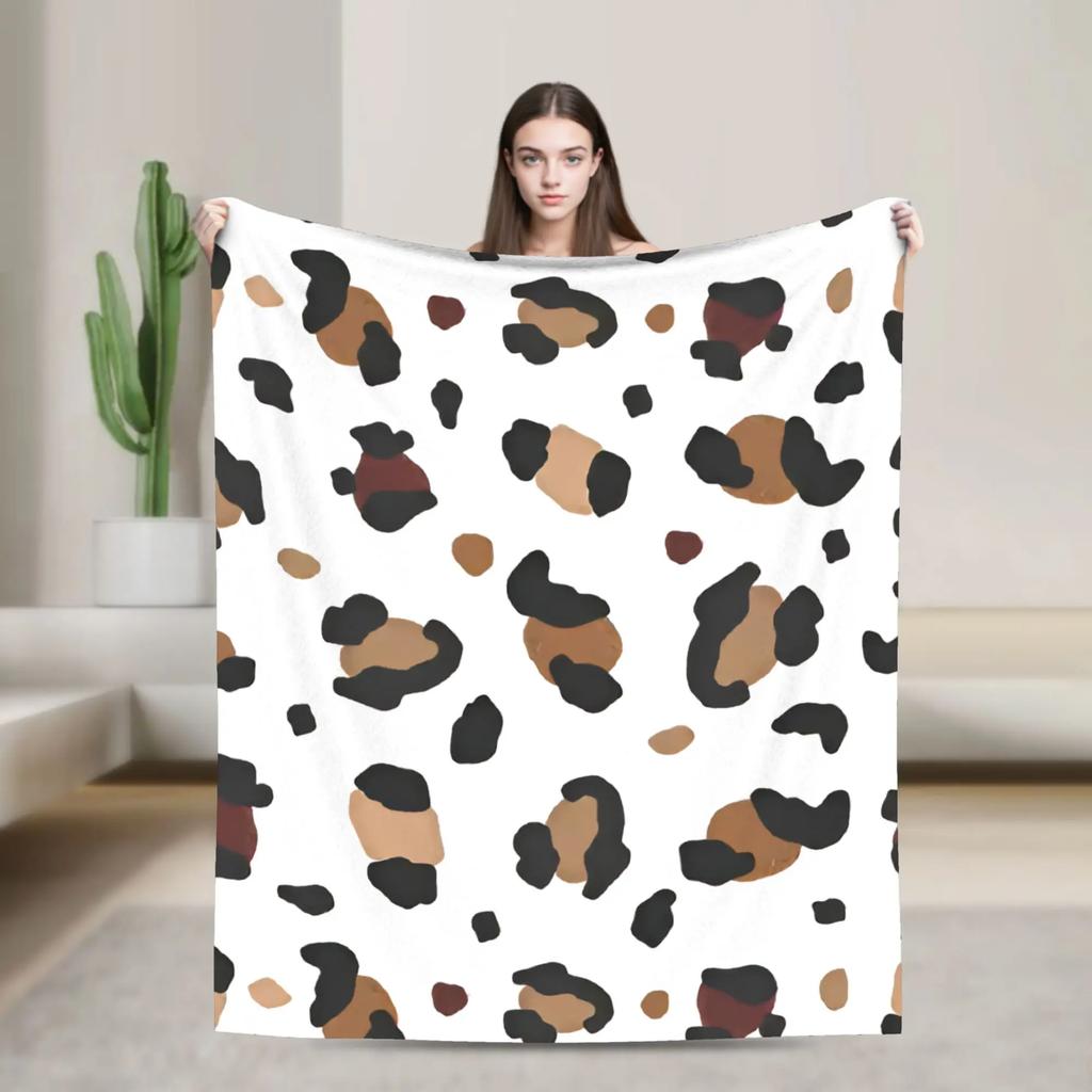 Scandinavian Style Leopard Lover Blankets Warm Soft Plush Throw Blanket For Couch Bed Travel Office Flannel Bedspread Bed Cover