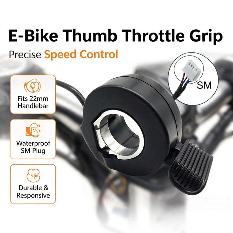 Thumb Throttle SM 3 Wires Electric Bicycle Speed Control for 22 24mm Handlebar Ebike E Scooter Conversion Kit Replacement Parts Throttles 2