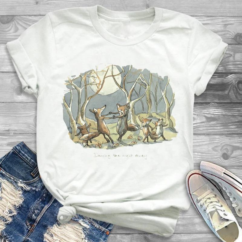 Lovely Style Pet Print T-Shirt Crew Neck Casual Short Sleeve T-Shirt Spring Summer Women's Clothing Fashion Simple Short Sleeve