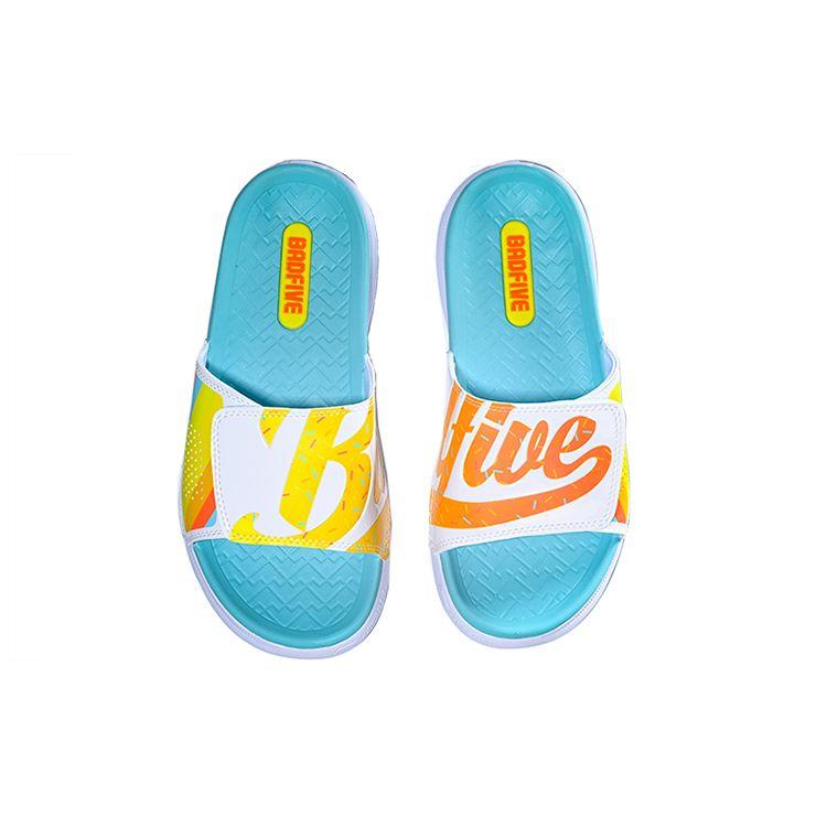 Li Ning Fan Wu 1 Versatile Casual Non-Slip Wear-Resistant Silent Slide Sandals Men Footwear White Blue Yellow ABTR007-1