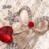 Metal Brooch Pin Bling Rhinestone Bow Pin, Love Heart Bowknot Lapel Vintage Women Jewelry Accessory for Dresses Coats Sweaters