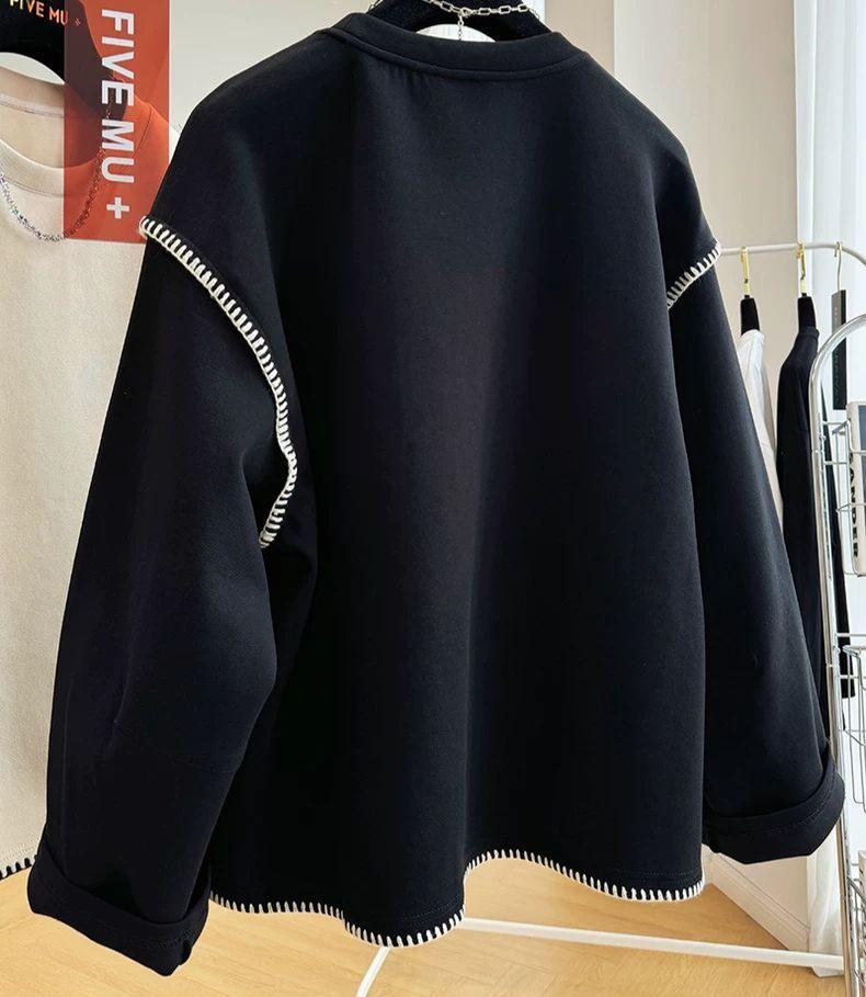 Dámská mikina s kulatým výstřihem a dlouhým rukávem nadměrné velikosti podzimní volná ležérní mikina s kapucí oversized topy vintage nepravidelný pulovr