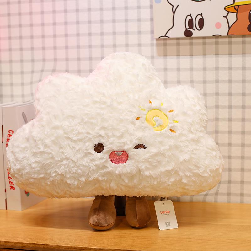 Cute White Cloud Plush Throw Pillow & Toy Doll