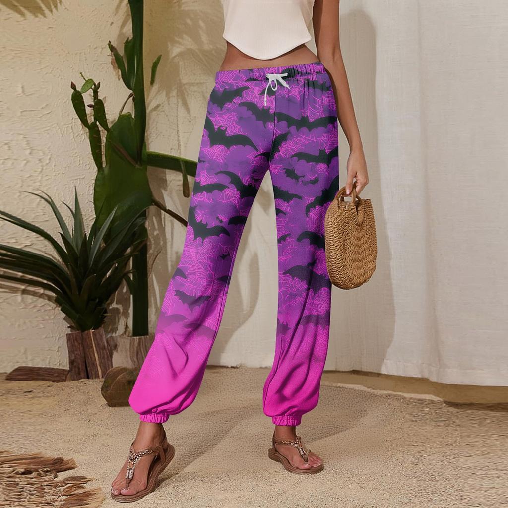 Women's Casual Halloween Print Joggers with Drawstring Elastic Waist Cuffed Sweatpants