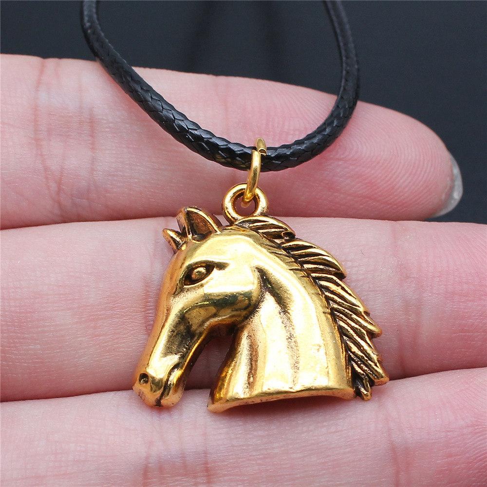 45cm Necklace Leather Chain Big Elephant And Horse Wedding Jewelry Findings QN027