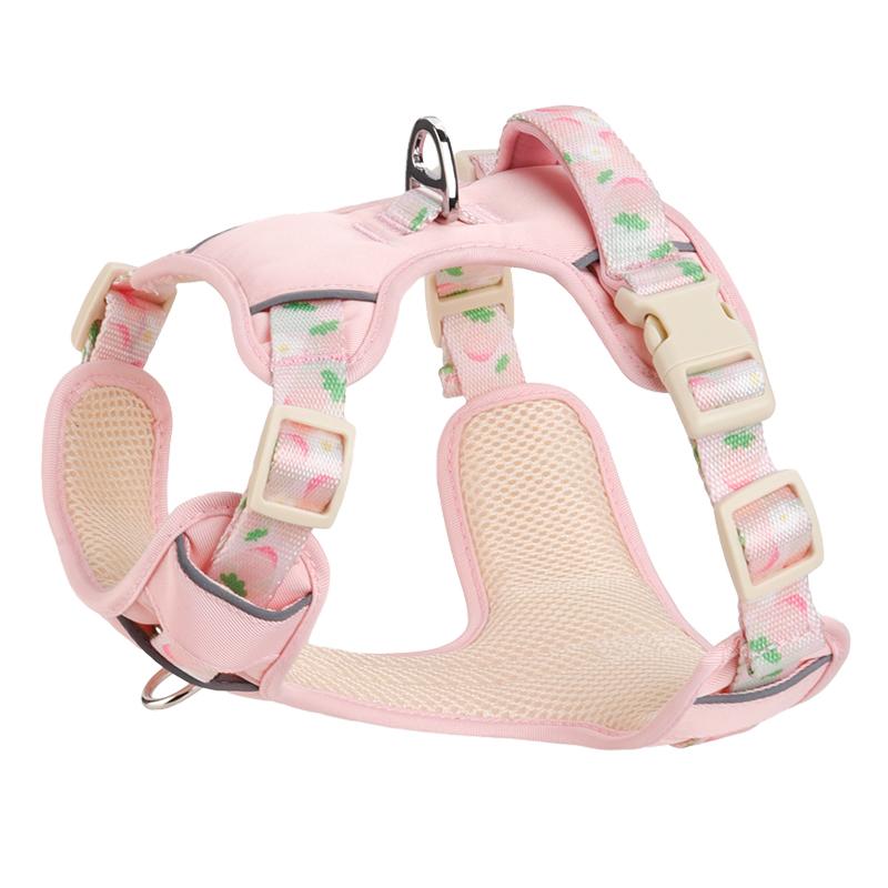 Custom Adjustable Neoprene Luxury Fruit Pattern Printed Webbing Breathable Comfortable Hook Loop Closure Hand Wash Dog Harness S