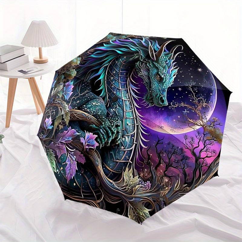 1pc Fantasy Dragon Moon Night Artwork Umbrella with Plastic Handle,Suitable for All Seasons Home Travel Outdoor UmbrellaB1851