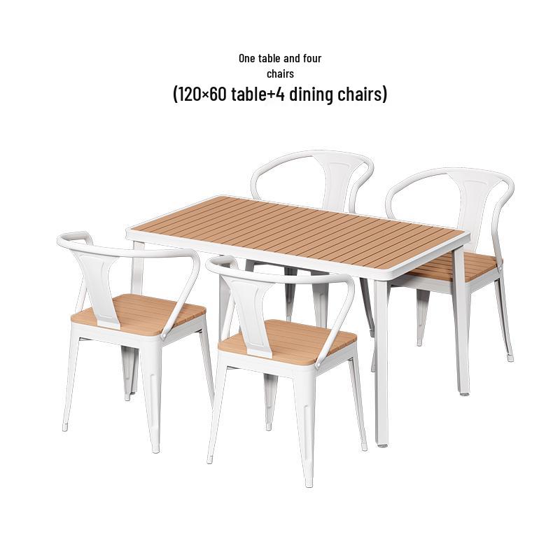 Minimalist Square Outdoor Table and Chairs - Anti-corrosion Plastic Wood for Garden, Balcony, Bar, and Cafe Leisure.