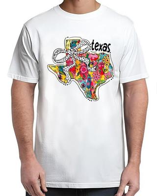 Texas Staatskarte Florales Coquette Schleife 4. Juli USA Vintage Erwachsenen S-4XL Unisex T-Shirt