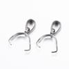 Tarnish Resistant 304 Stainless Steel Pendant Pinch Bails, Stainless Steel Color, 11x8x3mm, Hole: 5x3.5mm