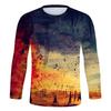 Men's Fashion Casual Printed Long Sleeve O-Neck Shirts Tops Blouse