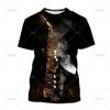 Saxophone Jazz Music T Shirt For Women 3D Print Summer Casual Round Neck Hip Hop T-shirt Short Sleeves Tops Tee Clothes