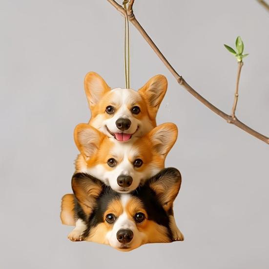 Niedliche Katze Hund Anhänger Auto Rückspiegel Hängende Dekorationen Personalisierter Acryl Charme für Autospiegel Zuhause Festliche Geschenke