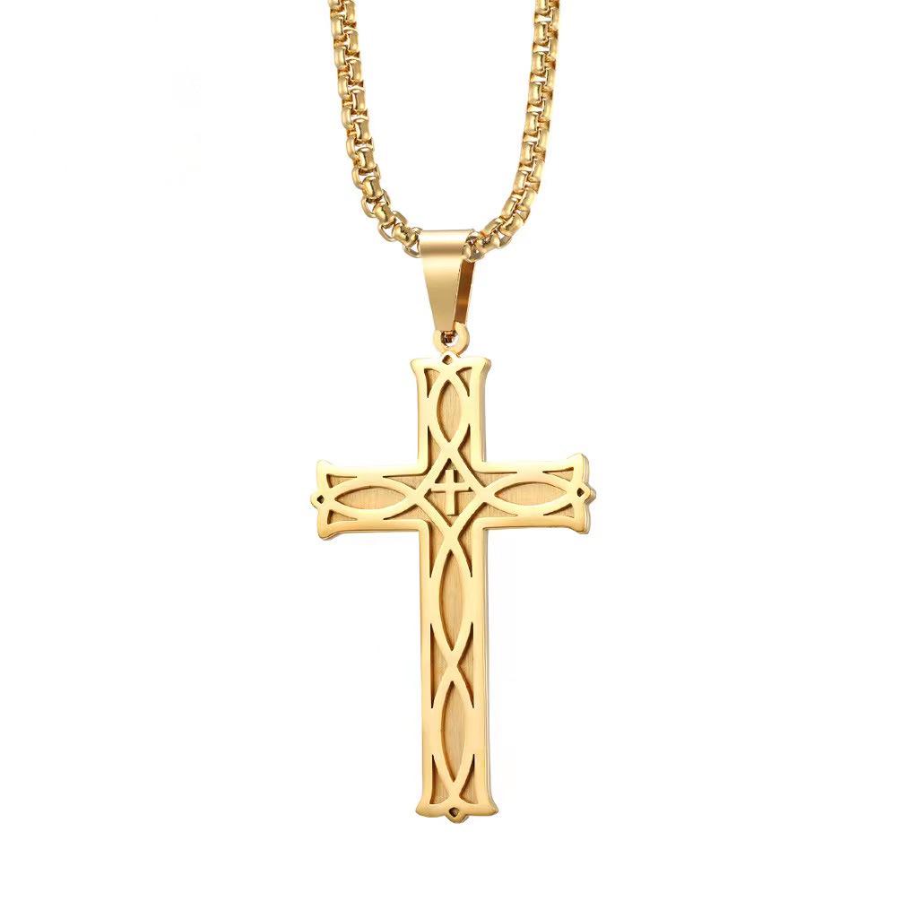 Minimalist Titanium Steel Irish Knot Cross Necklace - Trendy, Versatile, Fade-Resistant Pendant for Men & Couples