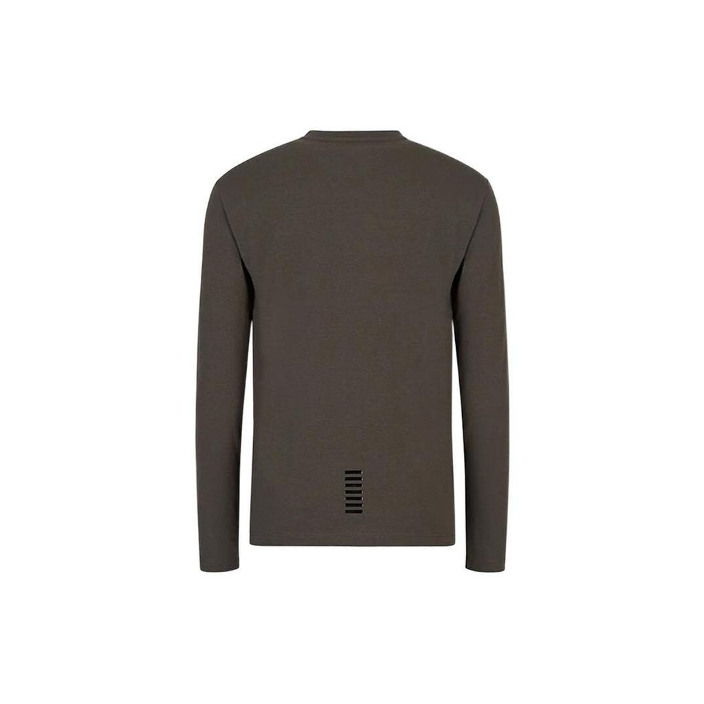 Emporio Armani EA7 Unifarbenes Rundhals-Langarm-T-Shirt Herren Oberteile Dunkelgrün 8NPT55-PJM5Z-1866