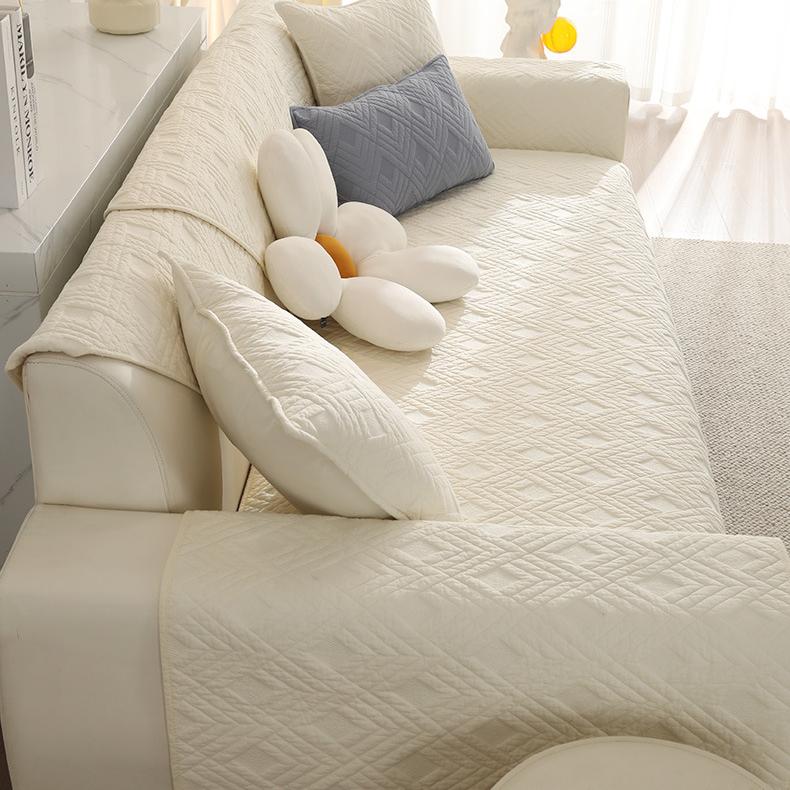 New Solid Color Sofa Seat Cushion Pure Cotton Cloth Non-slip Simple Four-season Cotton Sofa Cushion Cover Towel