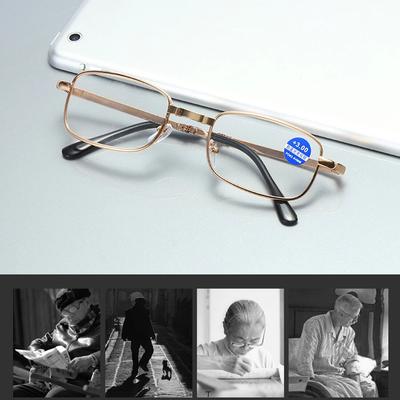 Fashion Reading Glasses Folding Metal Computer Anti-Blue Glasses With Case Silver Gold Magnifying Glasses +1.0 1.5... 3.5 4.0